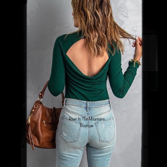 Tops - Stunning Hollow Out Drape Back Bodysuit!